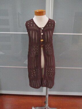 Top Shop Sleeveless Crochet Style Festival Boho Duster Vest